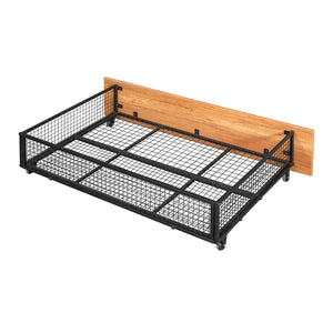 English Elm Full Over Twin Triple Bunk Bed Steel Frame with Storage Drawers and Guardrails Black LT000222AAB
