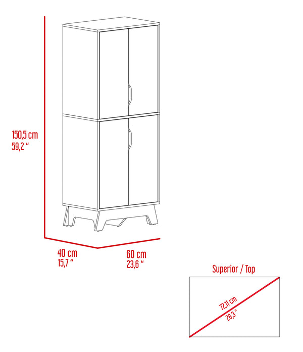 English Elm Brinnon Light Oak & White Kitchen Pantry Cabinet with 4 Shelves, 4 Doors, Compact Countertop Appeal B06280617