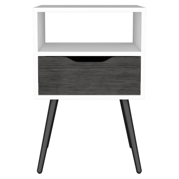 English Elm Haverson Modern Nightstand With 1 Drawer & 1 Open Shelf In Smokey Oak & White For Small Spaces B06279998
