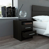 English Elm Rowley 2-Drawer 1-Shelf Rectangle Nightstand Black Wengue