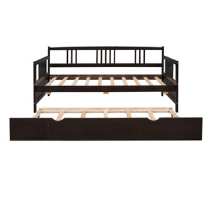 English Elm Twin Pine Wood Daybed with Roll-out Trundle Sleeper for Guest or Kids Room WF295030AAP