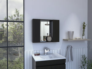 English Elm Wenge 1-Drawer Medicine Cabinet with Mirror, 7 Shelves & 2 Doors — Compact Organized Bathroom Storage Solution B06280132