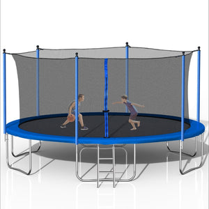 English Elm 14ft Backyard Trampoline Galvanized Steel Frame 360 Enclosure Net Ladder Included W28580537
