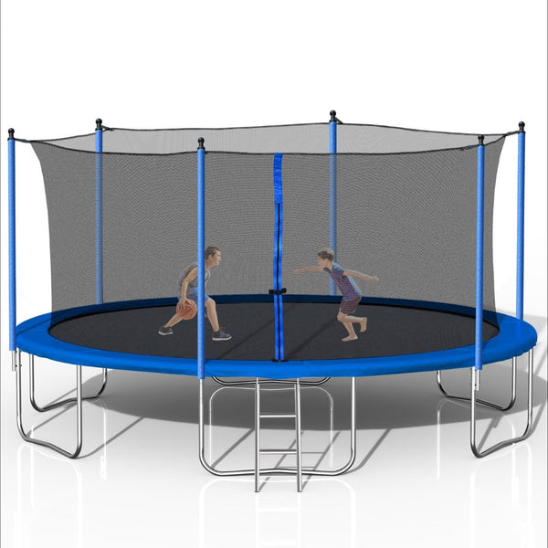 English Elm 14ft Backyard Trampoline Galvanized Steel Frame 360 Enclosure Net Ladder Included W28580537