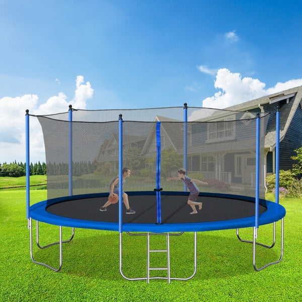 English Elm 14ft Backyard Trampoline Galvanized Steel Frame 360 Enclosure Net Ladder Included W28580537
