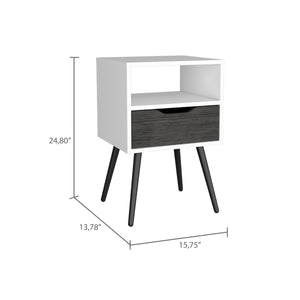 English Elm Haverson Modern Nightstand With 1 Drawer & 1 Open Shelf In Smokey Oak & White For Small Spaces B06279998