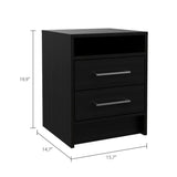 English Elm Rowley 2-Drawer 1-Shelf Rectangle Nightstand Black Wengue