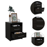 English Elm Rowley 2-Drawer 1-Shelf Rectangle Nightstand Black Wengue