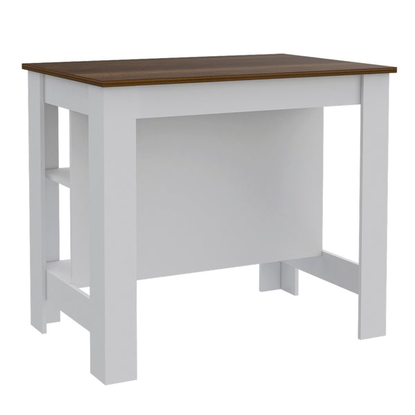 English Elm Rockaway 3-Shelf Kitchen Island In White And Walnut - Stylish Storage & Prep Station For Any Kitchen B06280055-GIGA