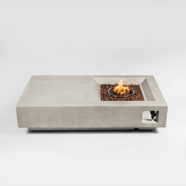 English Elm 60" 60" Propane Fire Pit Table 50000 BTU ETL Certified Stainless Burner Lava Rocks Rain Cover Included W85367025