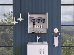 English Elm Manchester Rectangle Medicine Cabinet with Mirror White - 2-Door Wall Cabinet, 4 Shelves, Open Shelf Convenience B06280343