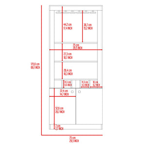 English Elm Wenge Modern Bar Cabinet with Stemware Rack, 3 Shelves, 5-Bottle Cubbies & Two-Door Storage - Stylish Entertaining Center B062S00084