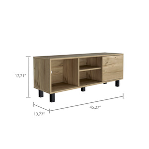 English Elm Harrison Modern 4-Shelf TV Stand in Light Oak with Drawer and Open Storage — Sleek Media Console B06280402