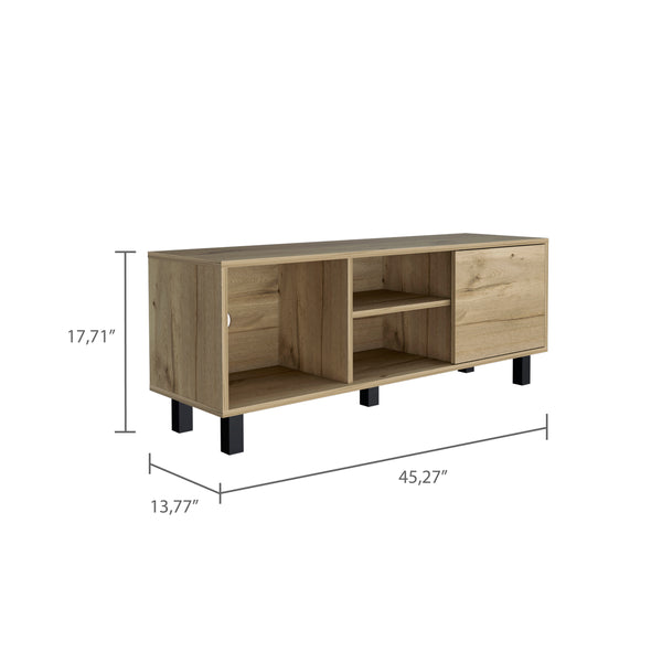 English Elm Harrison Modern 4-Shelf TV Stand in Light Oak with Drawer and Open Storage — Sleek Media Console B06280402