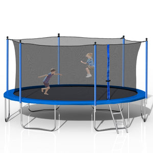 English Elm 14ft Backyard Trampoline Galvanized Steel Frame 360 Enclosure Net Ladder Included W28580537