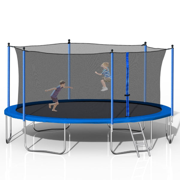 English Elm 14ft Backyard Trampoline Galvanized Steel Frame 360 Enclosure Net Ladder Included W28580537