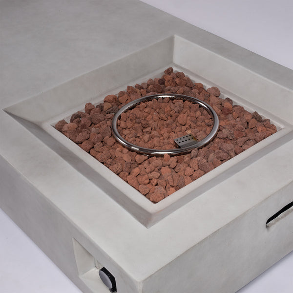 English Elm 60" 60" Propane Fire Pit Table 50000 BTU ETL Certified Stainless Burner Lava Rocks Rain Cover Included W85367025