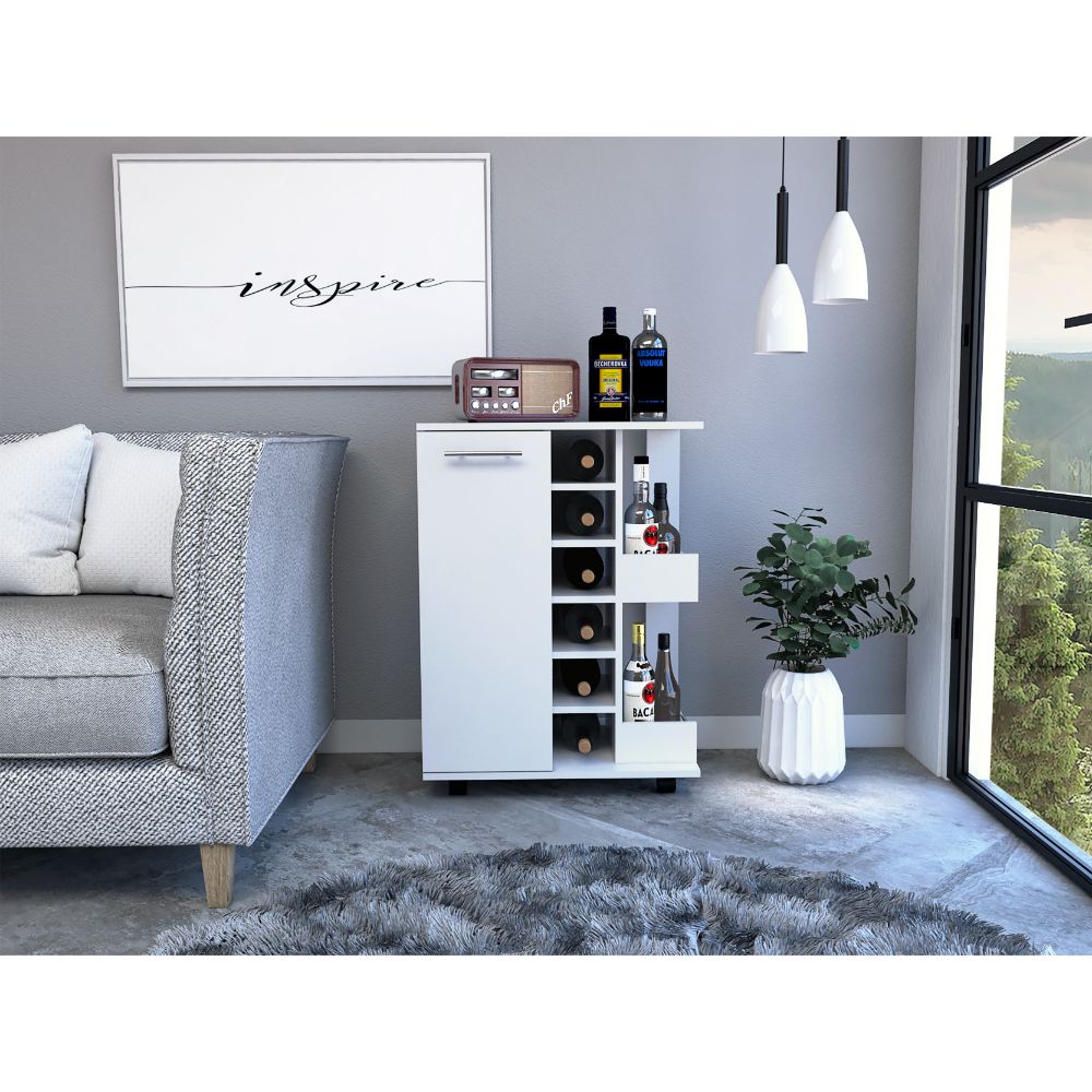 English Elm Bartlet 2-Shelf Bar Cart With Divided Storage - Stylish White Design For Home Entertaining & Organization B06280453