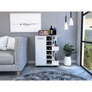 English Elm Bartlet 2-Shelf Bar Cart With Divided Storage - Stylish White Design For Home Entertaining & Organization B06280453