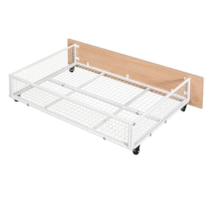 English Elm Full Over Twin Triple Bunk Bed Steel Frame with Storage Drawers and Guardrails White LT000222AAK