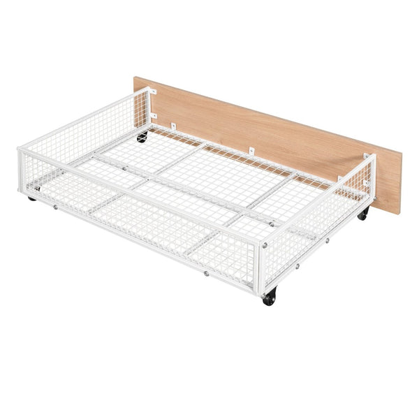 English Elm Full Over Twin Triple Bunk Bed Steel Frame with Storage Drawers and Guardrails White LT000222AAK
