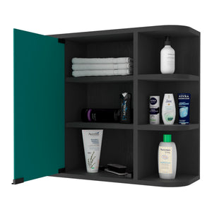 English Elm Roseburg Elegant 9-Shelf Medicine Cabinet with Center Mirror Door and Six Open Display Shelves for Bath Wenge B06280463