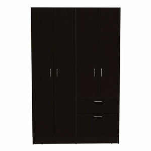 English Elm 1-Drawer Rectangular Armoire Wengue and White Finish with 8 Shelves, 5 Doors & Spacious Storage Organizer B062S00054