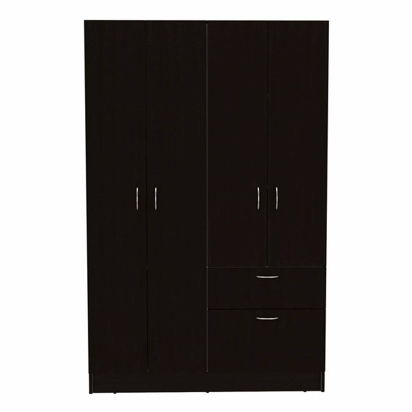English Elm 1-Drawer Rectangular Armoire Wengue and White Finish with 8 Shelves, 5 Doors & Spacious Storage Organizer B062S00054