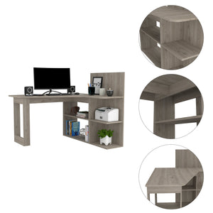 English Elm Fairfield L-Shaped 4-Shelf Computer Desk with Ample Storage, Corner Space Saver, Modern Finish Light Gray B062S00049