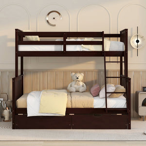English Elm Twin-over-full Bunk Bed Solid Pine Frame Espresso Finish with Under Drawer Storage LT000065AAP