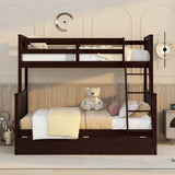 Hearth and Haven Stefan Twin over Full Bunk Bed with Ladder and Two Storage Drawers, Espresso LT000065AAP