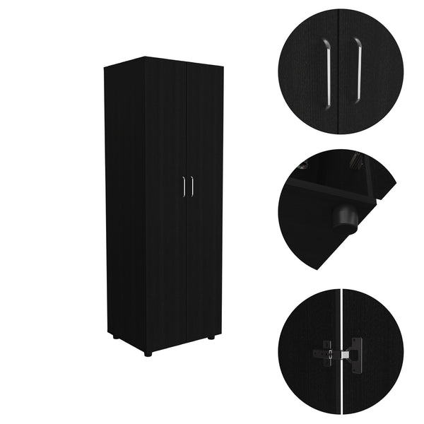 English Elm 2-Shelf Rectangle Armoire Wengue Finish, 3-Shelf Storage Cabinet with 2 Doors, Tall Organizer (70.8") B062S00052