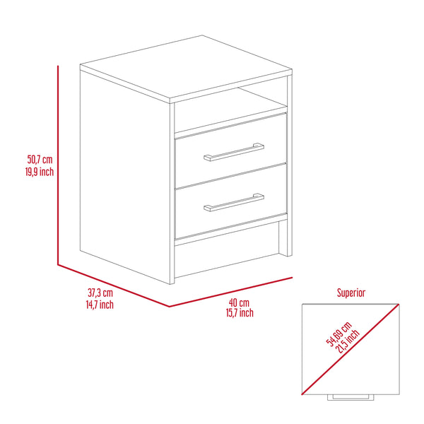 English Elm Rowley modern two-drawer nightstand with shelf, durable metal pulls and rails for stylish bedside storage Light Gray B06280356