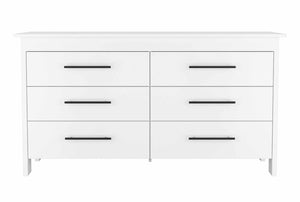 English Elm Southington Sleek 6-Drawer Rectangle Dresser with Black Metal Pulls and Spacious Organized Storage White B062S00140