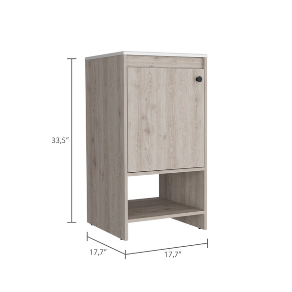 English Elm Westbury Freestanding 1-Shelf Vanity Cabinet Light Gray – Reinforced Resin, Metal Hardware, Compact Storage élégant B062S00027