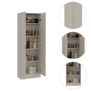 English Elm Buxton Tall Rectangle Storage Cabinet in White Washed Oak — 2-Door, 5-Shelf Organized Elegance B06280485