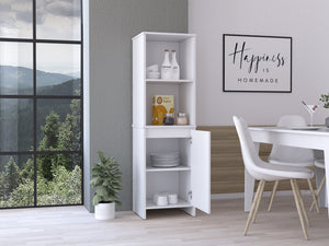 English Elm Forester White Pantry Cabinet with Soft-Close Hardware, 4 Shelves, Slim 59" Storage Solution B06280123