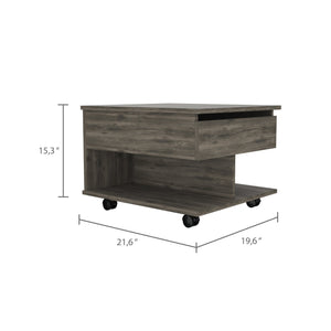 English Elm Dark Lift-Top Coffee Table with Drawer & Shelf, Dark Brown Finish, Compact Work & Dining Surface B06280373