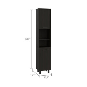 English Elm 2-Shelf Modern Rectangle Pantry Cabinet Wenge – Slim 78.7" Tall Space-Saving Storage with 5 Shelves, Metal Legs B06280432
