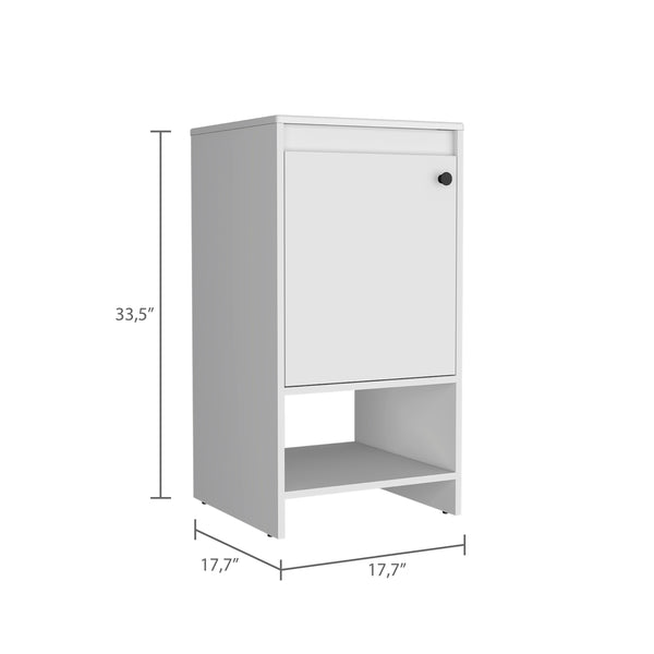 English Elm Westbury Freestanding Vanity Cabinet White 33.5" High Resin 2-Shelf Open Storage One Door Stylish B062S00028