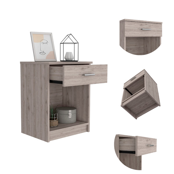 English Elm Merimac Nightstand with 1 Drawer & 1 Shelf, Light Oak Finish, Compact 21.7" H Bedside Storage Organizer B06280365
