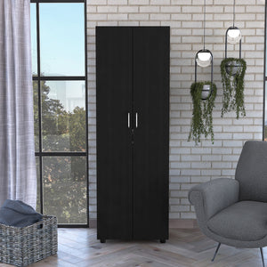 English Elm 2-Shelf Rectangle Armoire Wengue Finish, 3-Shelf Storage Cabinet with 2 Doors, Tall Organizer (70.8") B062S00052