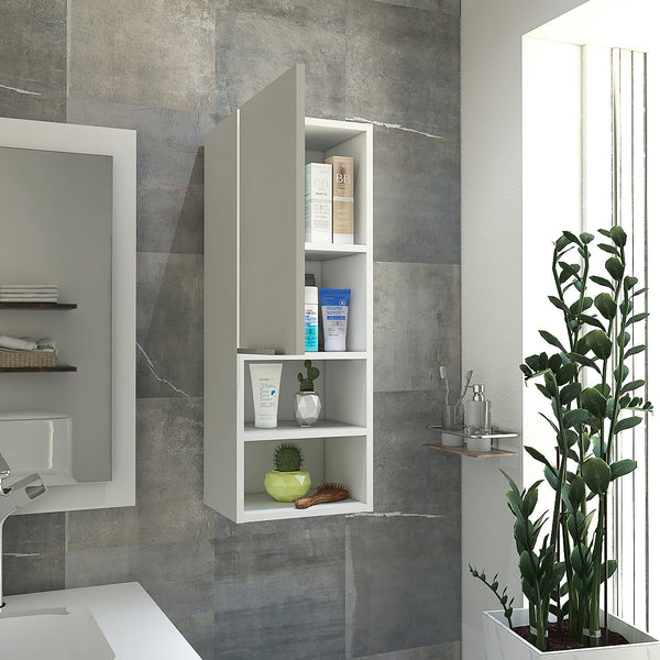 English Elm Kingston Modern 4-Shelf Medicine Cabinet with Door and Open Storage Shelves for Bathroom Organization White B06280275