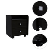 English Elm Lakewood 1-Shelf 2-Drawer Nightstand Black Wengue