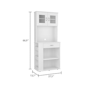 English Elm Hopkins White Pantry Cabinet with Drawer, 8 Shelves, Microwave Countertop, 66.9"H x 27.5"W x 13.7"D B06280369