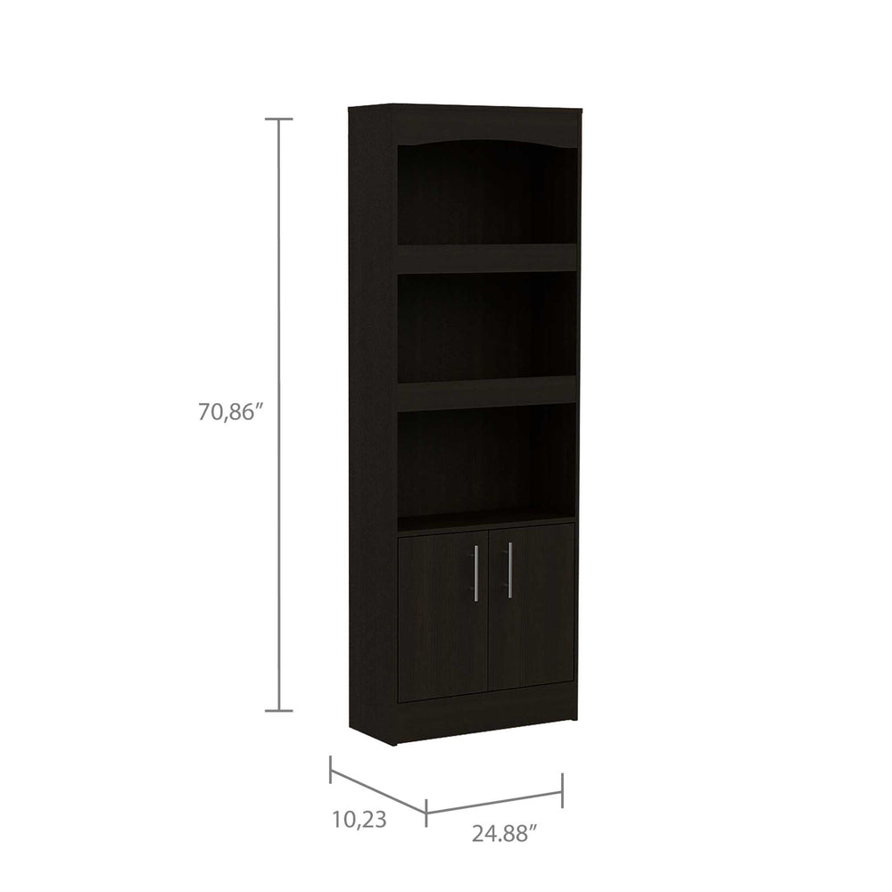 English Elm Shell Beach 1-Drawer 3-Shelf Bookcase Wenge — Tall 70.9" Streamlined Storage Shelf with Drawer, Modern Blend of Light/Dark Tones B06280137