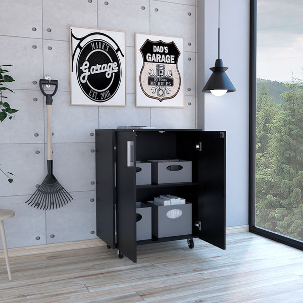 English Elm Wenge Rectangle Storage Cabinet Base with Locking Two-Door Design, Metal Hardware, 2 Shelves, Durable Finish B06280243