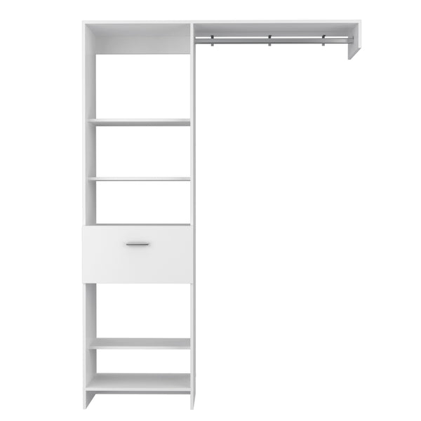 English Elm Lenox White 1-Drawer 4-Shelf Closet System with Metal Rod, 5 Shelves for Versatile Organized Storage (97) B062S00058