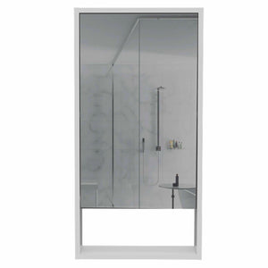 English Elm Burlington Modern Rectangular Medicine Cabinet with Mirrored Door and Open Shelves for Baths White B06280283