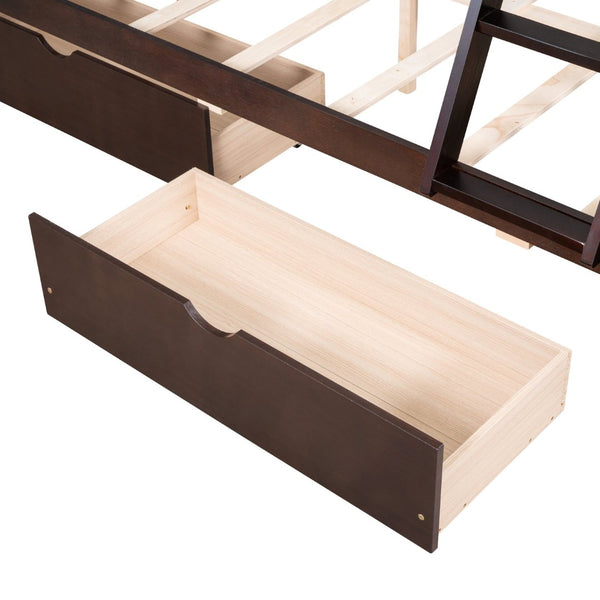 English Elm Twin-over-full Bunk Bed Solid Pine Frame Espresso Finish with Under Drawer Storage LT000065AAP